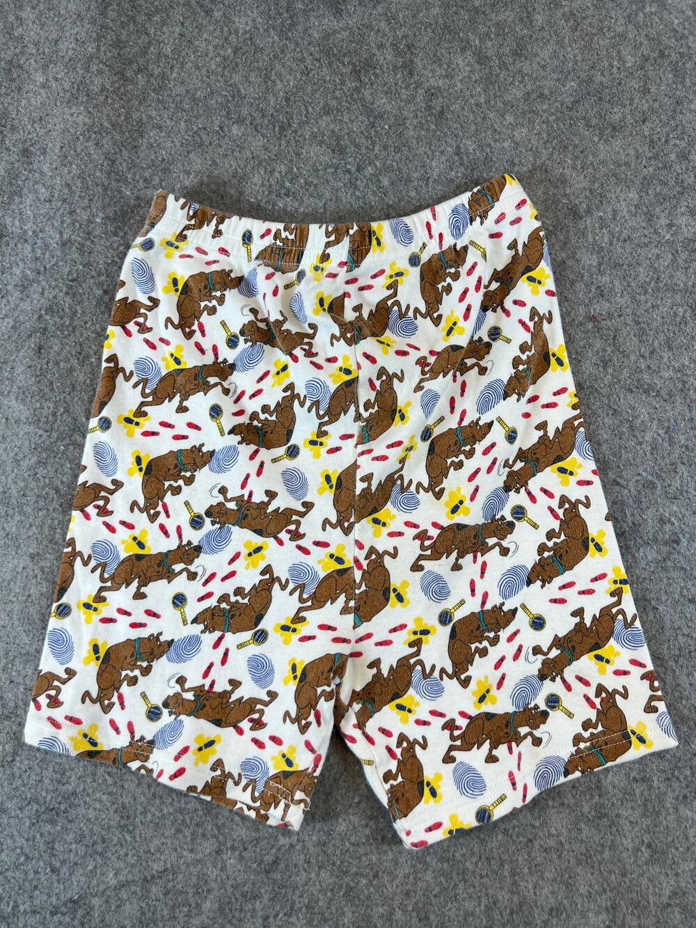 VINTAGE 90s Scooby Doo Pajama Shorts Kids Size 10 All Over Print Cotton Lounge